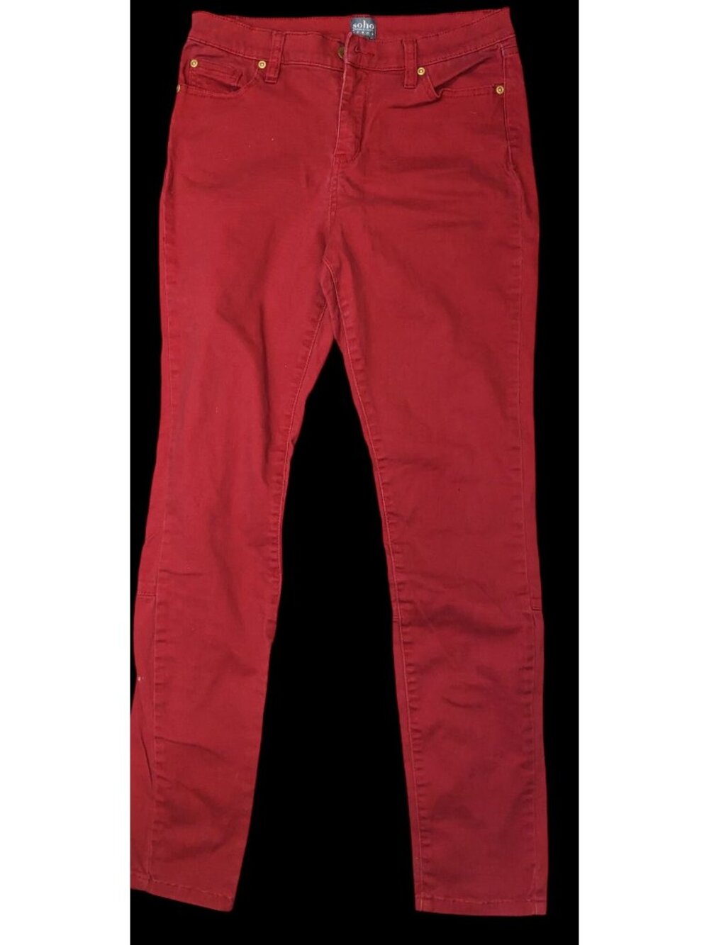 Soho New York & Company Red Zip Calf Jeans Size 6 Slim Fit Stretch